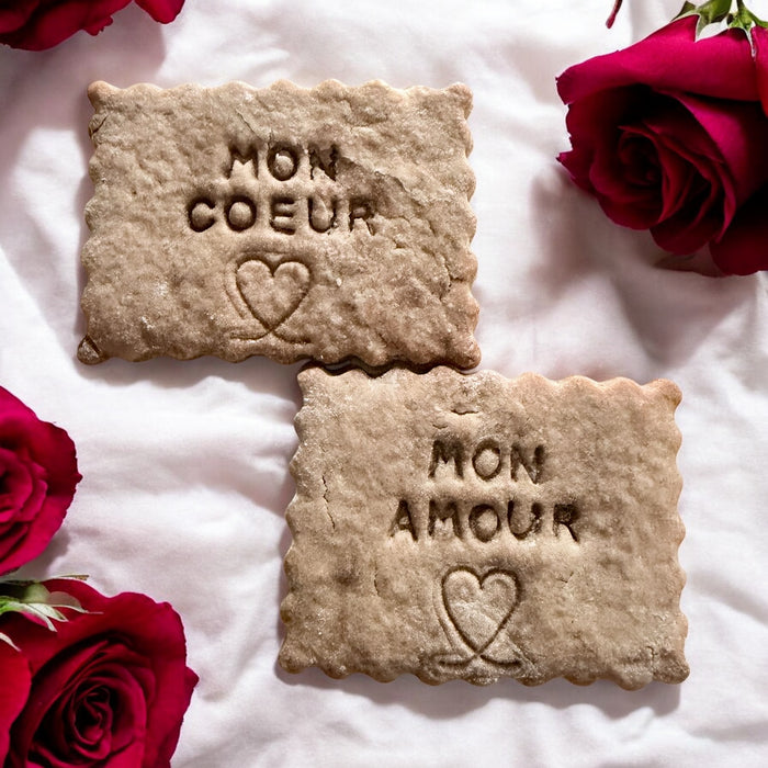 Lot de 2 biscuits « Mon cœur mon amour »