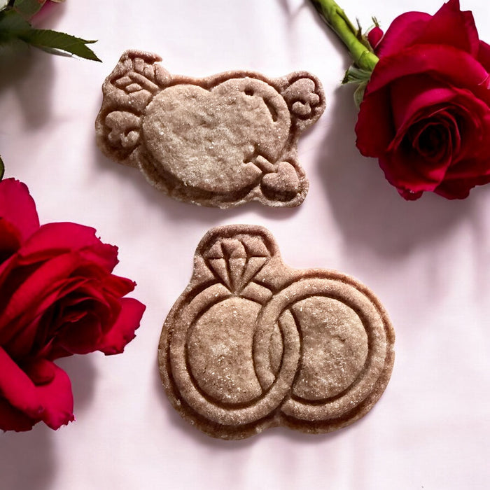 Lot de 2 biscuits coeur et bagues